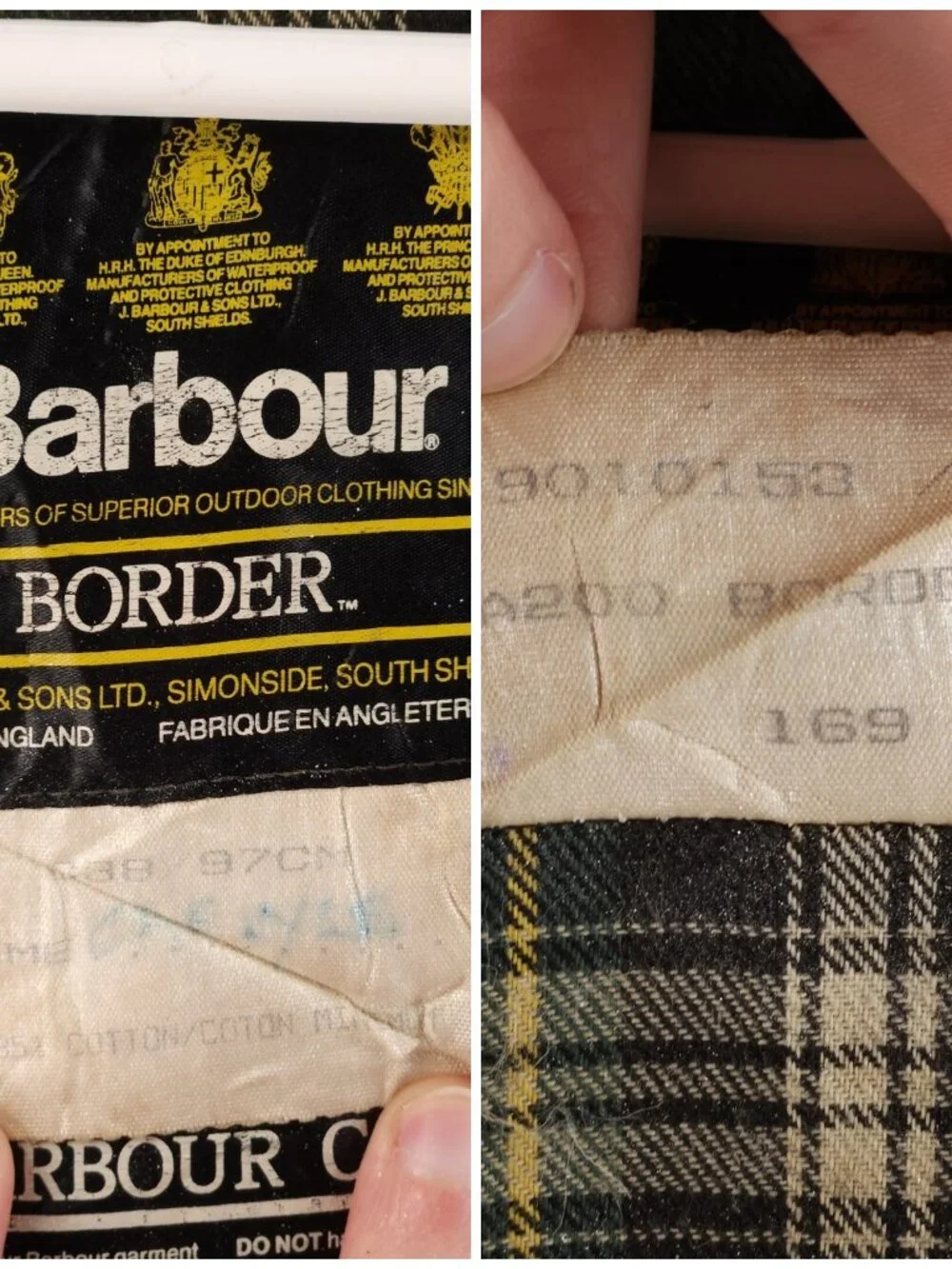 Barbour A200 Border Green Size 38 Wax Jacket Men Cotton Canvas Pockets Lined